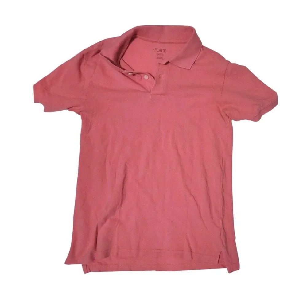 Childrens‎ Place Boys Coral Pink Preppy Short Sleeve Pique Polo Large Casual